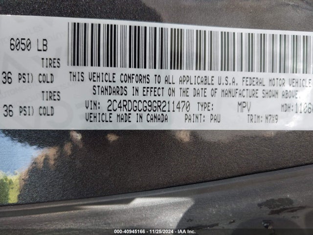 2C4RDGCG9GR211470 Dodge Grand Caravan Sxt