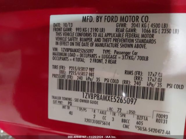 1ZVBP8AMXE5265097 Ford Mustang V6 Premium