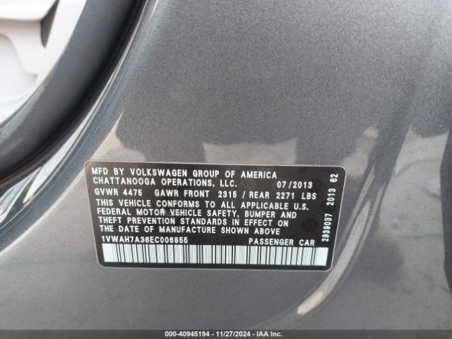 1VWAH7A36EC006855 Volkswagen Passat 2.5l S
