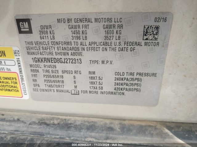 1GKKRNED8GJ272313 GMC Acadia Sle-1