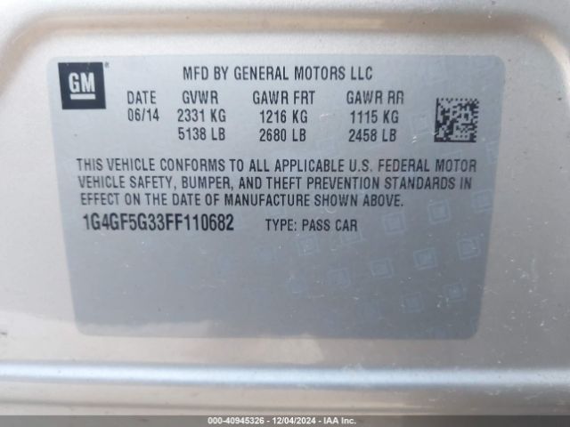 1G4GF5G33FF110682 Buick Lacrosse Premium Ii