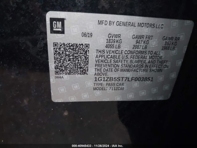 1G1ZB5ST7LF003851 Chevrolet Malibu Fwd Ls
