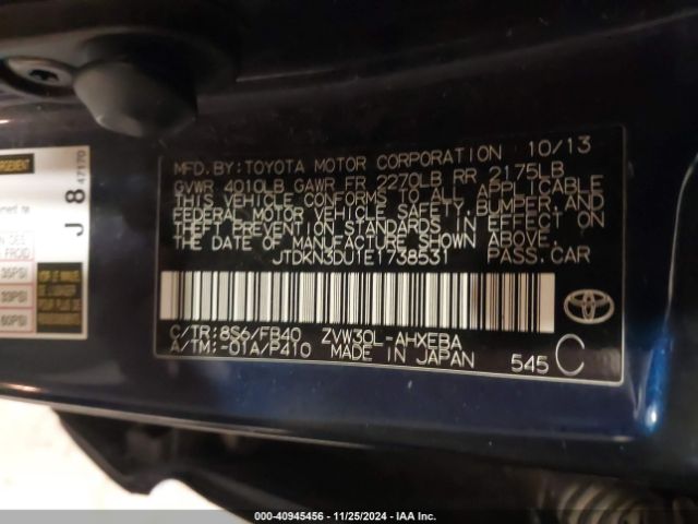 JTDKN3DU1E1738531 Toyota Prius Two
