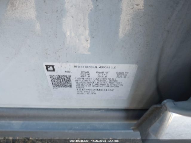 1G1FY6S04M4111452 Chevrolet Bolt Ev Fwd Lt