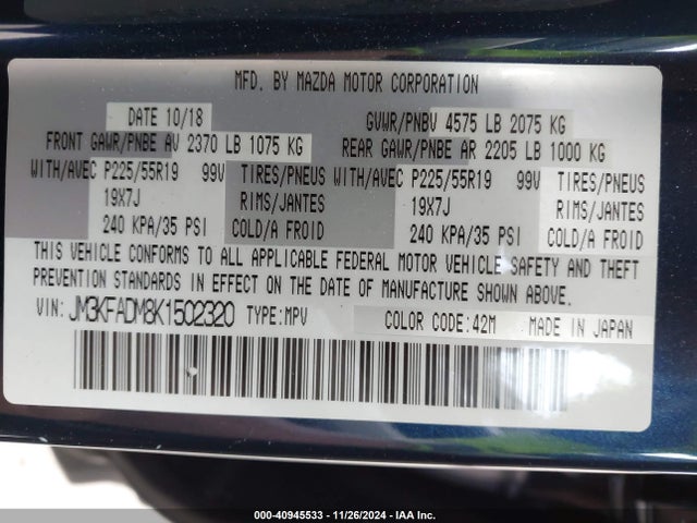 Mazda Cx-5 Grand Touring 2019 JM3KFADM8K1502320 Image 9