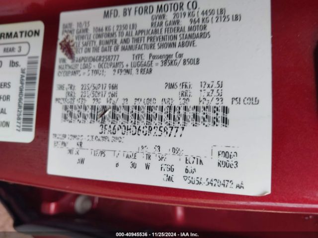 3FA6P0HD6GR258777 Ford FUSION SE