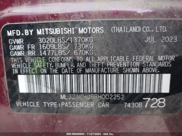 2024 MITSUBISHI MIRAGE ML32AUHJ8RH002252 Photo 8