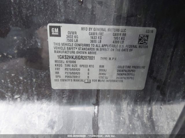 1GKS2HKJ6GR287801 GMC YUKON XL DENALI