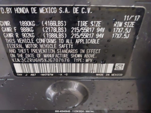 Honda HR-V EX 2018 3CZRU6H5XJG707676 Image 9