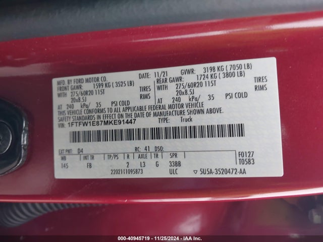 Ford F-150 Xlt 2021 1FTFW1E87MKE91447 Image 9