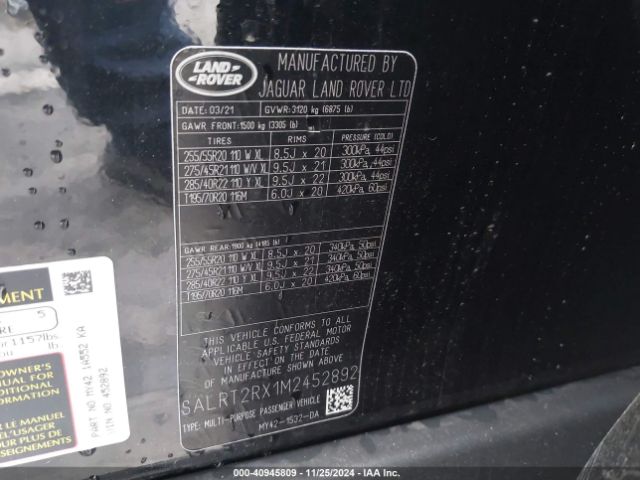 SALRT2RX1M2452892 Land Rover Discovery P300 S R-dynamic