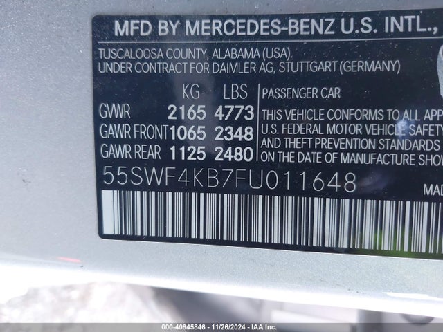 55SWF4KB7FU011648 Mercedes-Benz C 300 4matic/luxury 4matic/sport 4matic