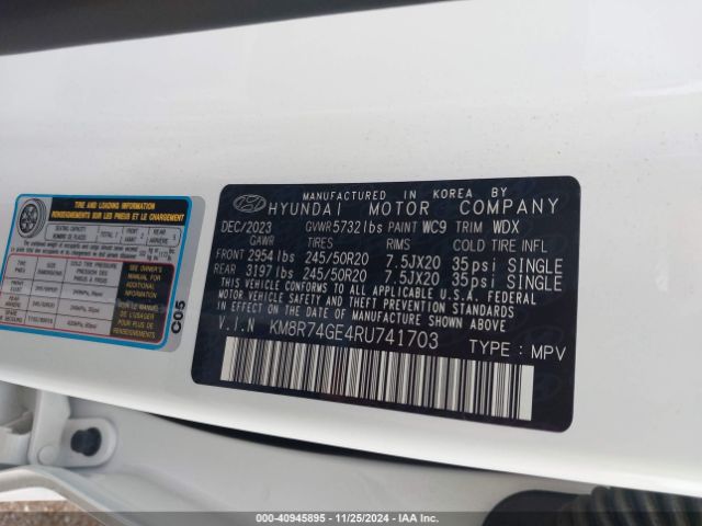 KM8R74GE4RU741703 Hyundai Palisade Calligraphy