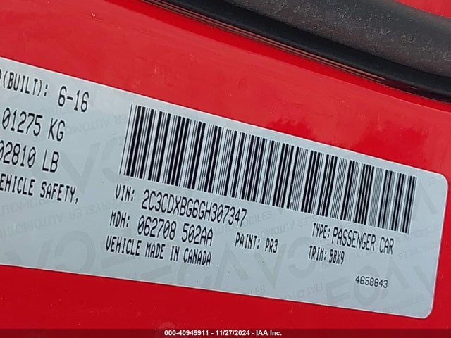 Dodge Charger Se 2016 2C3CDXBG6GH307347 Image 9