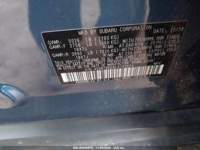 4S4BTGKD9L3142614 Subaru Outback Onyx Edition Xt