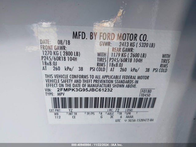 Ford EDGE SE 2018 2FMPK3G95JBC61232 Image 9