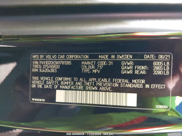 YV4102CK5N1781285 Volvo Xc90 T5 Momentum 7 Passenger