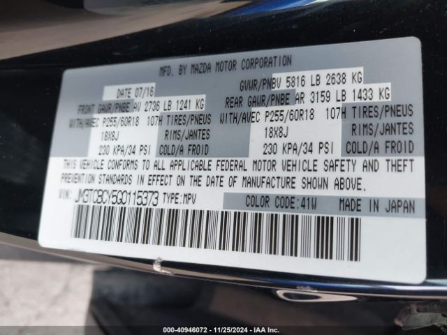 JM3TCBCY5G0115373 Mazda Cx-9 Touring