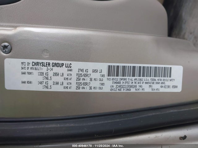 Dodge Grand Caravan Sxt 2014 2C4RDGCG1ER305209 Image 9