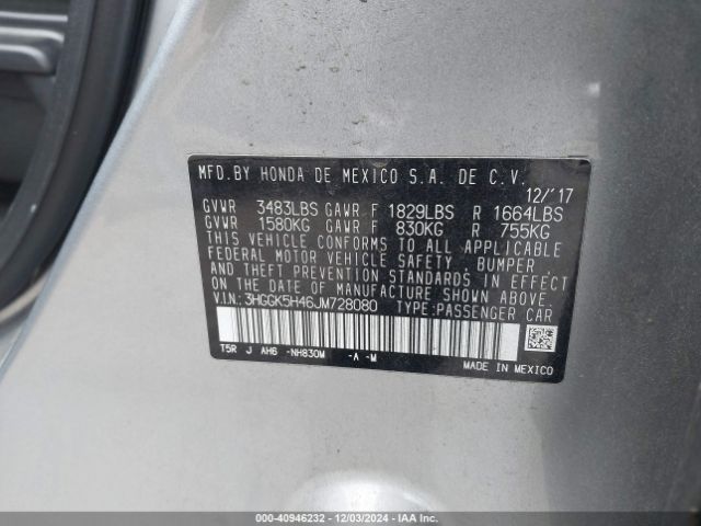 3HGGK5H46JM728080 Honda FIT LX
