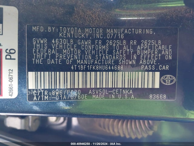 Toyota CAMRY LE 2017 4T1BF1FK8HU644688 Image 9