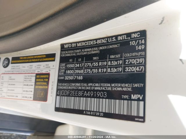 4JGDF2EE8FA491903 Mercedes-Benz Gl 350 Bluetec 4matic