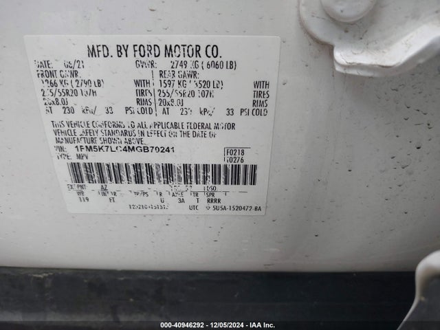 Ford Explorer King Ranch 2021 1FM5K7LC4MGB70241 Image 9