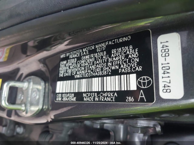 VNKKTUD37HA083872 Toyota YARIS L