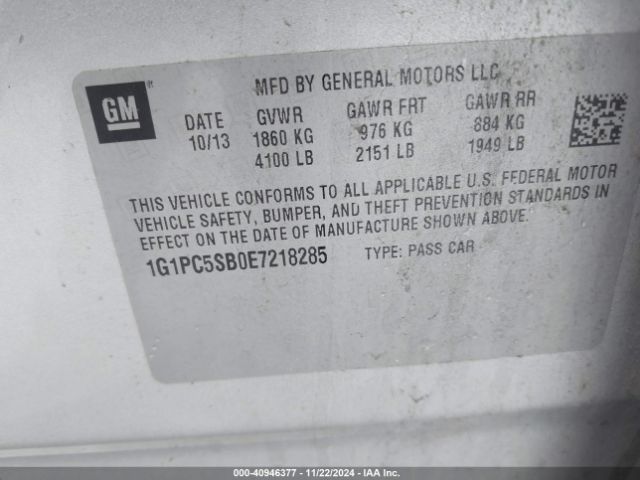 1G1PC5SB0E7218285 Chevrolet Cruze 1lt Auto