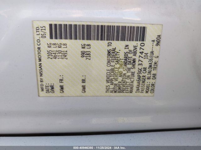 1N4AA6AP3GC377470 Nissan Maxima 3.5 S