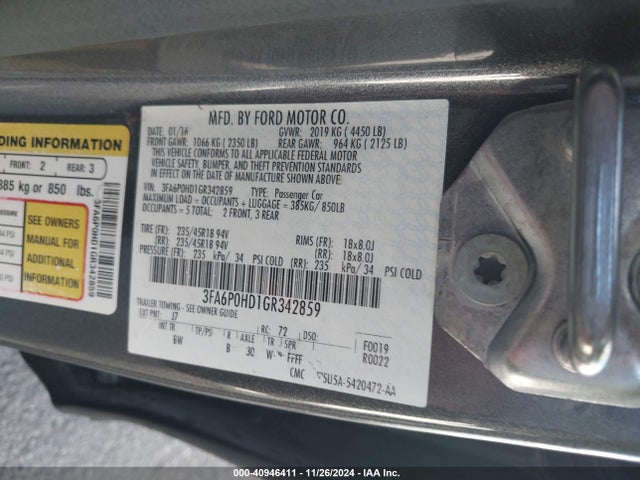 Ford FUSION SE 2016 3FA6P0HD1GR342859 Image 9