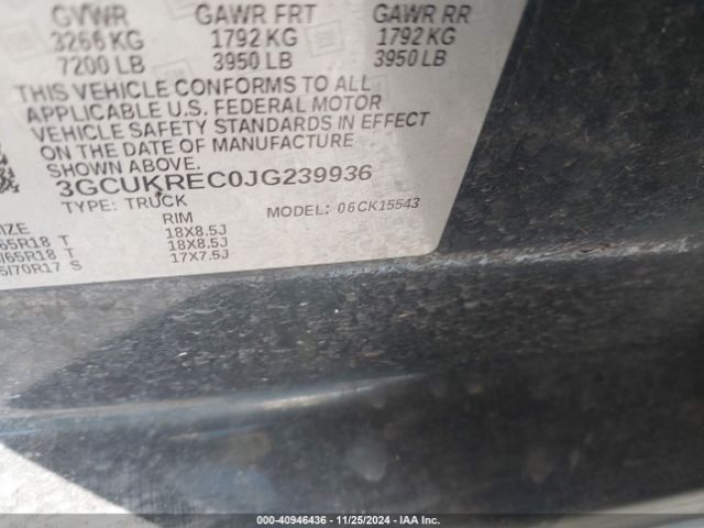 3GCUKREC0JG239936 Chevrolet Silverado 1500 2lt
