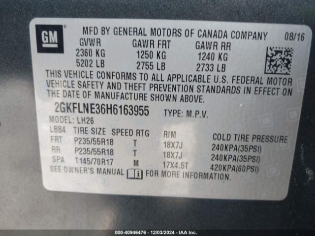 2GKFLNE36H6163955 GMC Terrain Sle-2