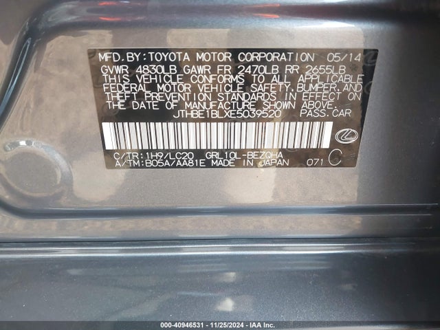 Lexus GS 350 2014 JTHBE1BLXE5039520 Image 9