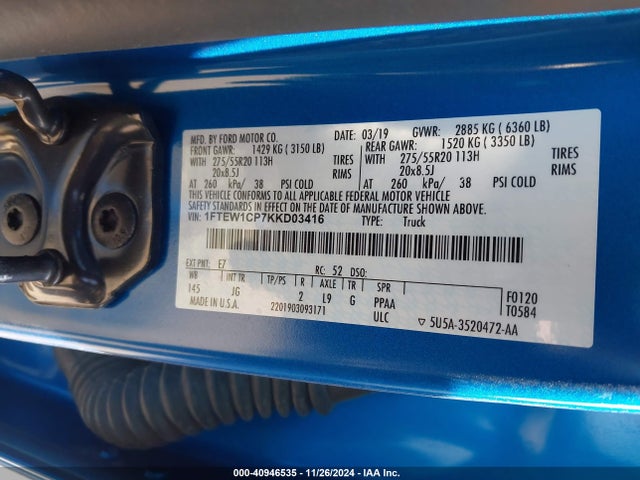 Ford F-150 Xl 2019 1FTEW1CP7KKD03416 Image 9