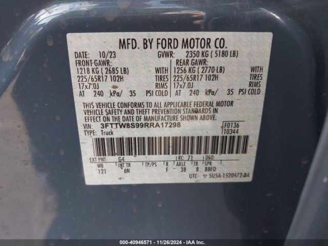 3FTTW8S99RRA17298 Ford Maverick Lariat