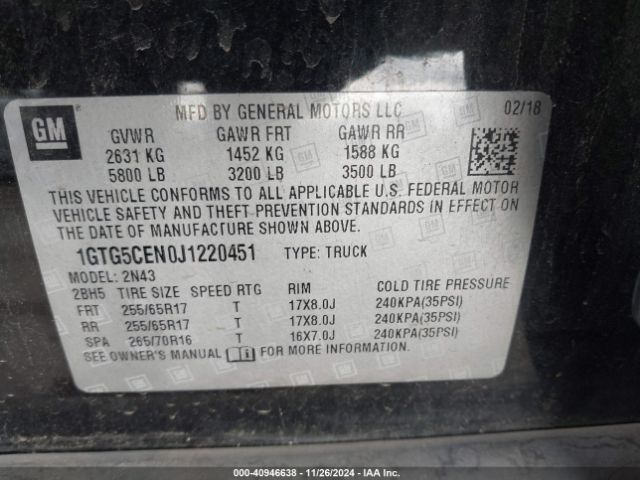 1GTG5CEN0J1220451 GMC CANYON SLE