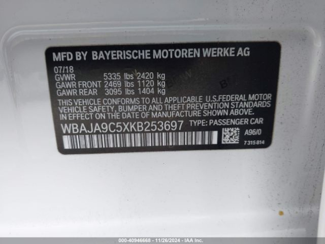 WBAJA9C5XKB253697 BMW 530e Iperformance