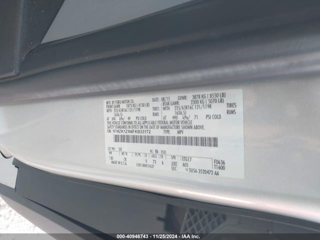 Ford Transit-150 Xlt 2015 1FMZK1ZM4FKB33172 Image 9