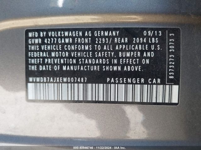 WVWDB7AJXEW007487 Volkswagen Golf 2.5l