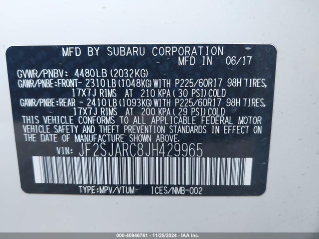 Subaru Forester 2.5i Limited 2018 JF2SJARC8JH429965 Image 9