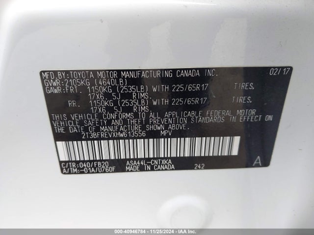 Toyota RAV4 LE 2017 2T3BFREVXHW613556 Image 9