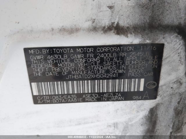 JTHBA1D2XH5042941 Lexus IS 200T
