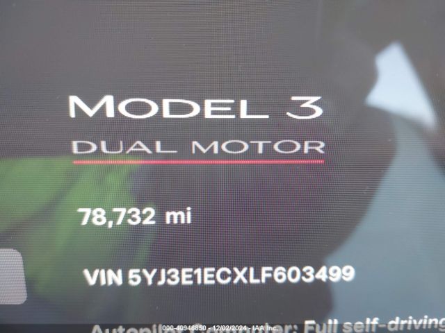 5YJ3E1ECXLF603499 Tesla Model 3 Performance Dual Motor All-wheel Drive