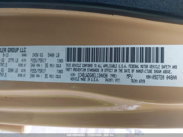 1C4BJWDG0EL134030 Jeep Wrangler Unlimited Sport