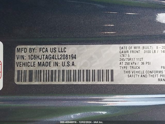 1C6HJTAG4LL208194 Jeep Gladiator Sport S 4x4
