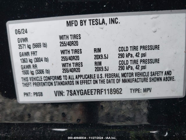 2024 TESLA MODEL Y 7SAYGAEE7RF118962 Photo 8