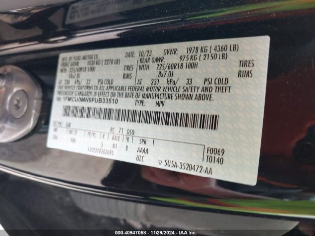1FMCU0MN9PUB33510 Ford Escape St-line