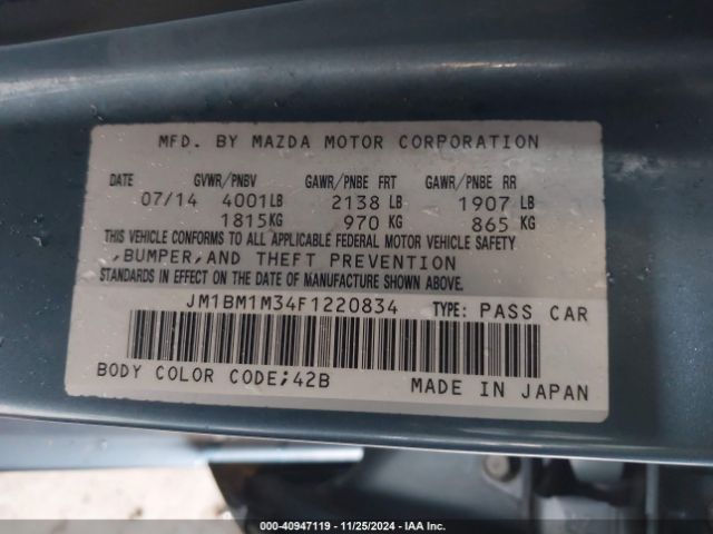 JM1BM1M34F1220834 Mazda Mazda3 S Grand Touring