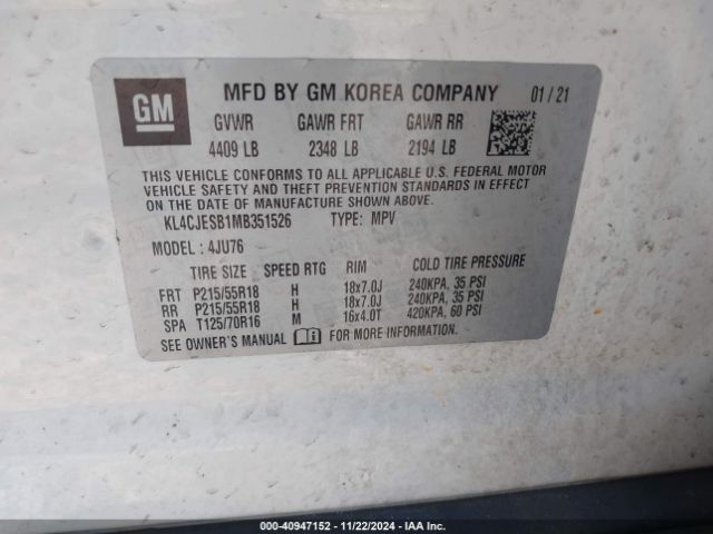 KL4CJESB1MB351526 Buick Encore Awd Preferred
